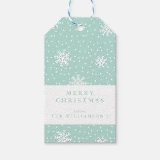 Etiquetas Para Regalos Navidades Mint Snowflake