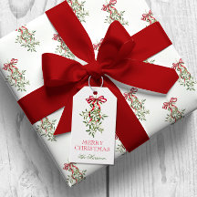 Navidades Mistletoe de Watercolor Red Bow
