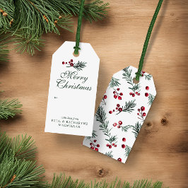 Etiquetas Para Regalos Navidades modernos y elegantes acuarela Pino verde