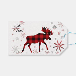Etiquetas Para Regalos Navidades Moose platillos rojos copos de nieve