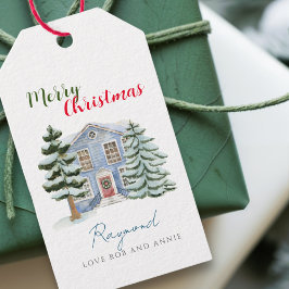 Etiquetas Para Regalos Navidades nórdicos de Woodland en la época de invi