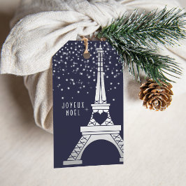 Etiquetas Para Regalos Navidades parisinos con Torre Eiffel y Nieve