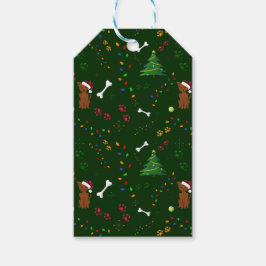 Etiquetas Para Regalos Navidades Perro marrón hueso pata luz de Santa Sat
