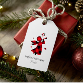 Etiquetas Para Regalos Navidades personalizados Angel- Red Buffalo Plaid