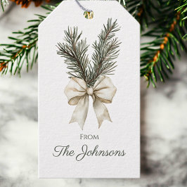 Etiquetas Para Regalos Navidades personalizados de la rama de pino rústic