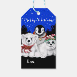 Etiquetas Para Regalos Navidades pingüino bebé oso polar cachorro