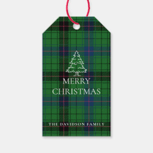 Etiquetas Para Regalos Navidades Plaid Davidson Tartan Pattern Green