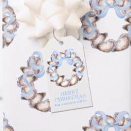 Etiquetas Para Regalos Navidades Preppy Coastal Oyster Bow Wreath