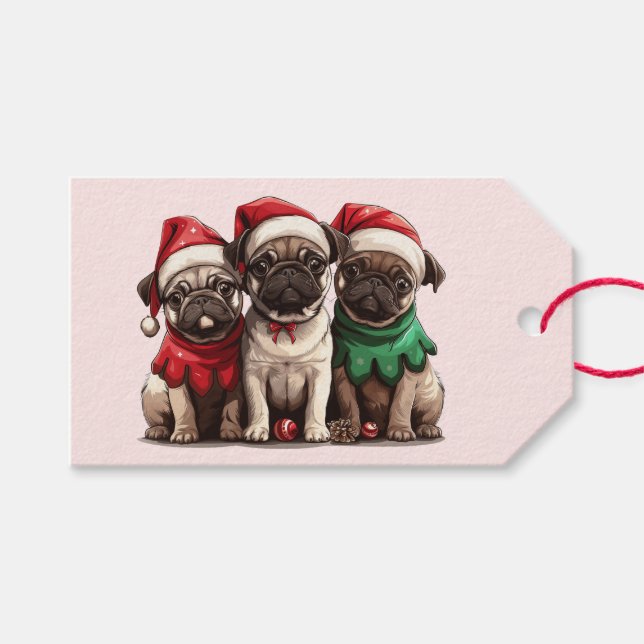 Etiquetas Para Regalos Navidades Pug Dogs (Frente (Horizontal))