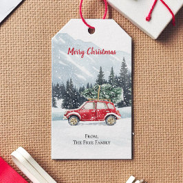 Etiquetas Para Regalos Navidades Red Car Tree Holiday
