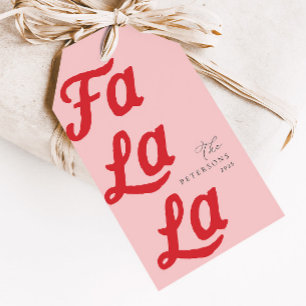 Etiquetas Para Regalos Navidades Retro Moderno de Falala Rosa y Plata Roj