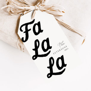 Etiquetas Para Regalos Navidades retro modernos de papel blanco y negro F