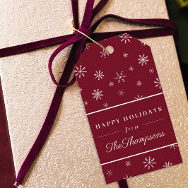 Etiquetas Para Regalos Navidades Rojos Clásicos Copos de Nieve Felices Fi