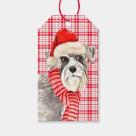 Etiquetas Para Regalos Navidades rojos de caña y Schnauzer