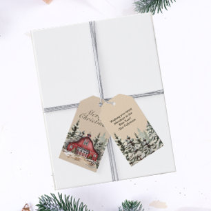 Etiquetas Para Regalos Navidades rurales de acuarela de granero rústico