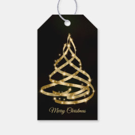 Etiquetas Para Regalos Navidades Shiny Golden Ribbon Tree Sparkle Black