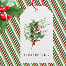 Etiquetas Para Regalos Navidades simples Holly y Greenery