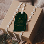 Etiquetas Para Regalos Navidades simples y elegantes | Bienvenida del Bod<br><div class="desc">Estos simples y elegantes Navidades | las etiquetas de regalo de bienvenida verde boda son perfectas para su minimalista boda de invierno. La caligrafía clásica de lujo dorado, junto con el fondo verde tradicional, bordeada por un marco mínimo, completan el ambiente colorido de las vacaciones que buscas. Puedes personalizar con...</div>