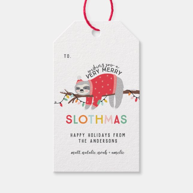 Etiquetas Para Regalos Navidades Sloth (Anverso)