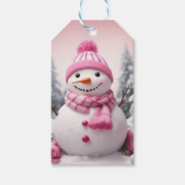 Etiquetas Para Regalos Navidades temáticos rosados personalizados Snowman