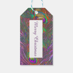 Etiquetas Para Regalos Navidades Tinsel Peacock Feathers