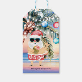 Etiquetas Para Regalos Navidades Tropical Beach Palm Tree Santa