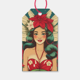 Etiquetas Para Regalos Navidades tropicales retro de los años 50 Chica de