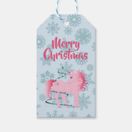 Etiquetas Para Regalos Navidades Unicornio Copo de nieve de color rosa az