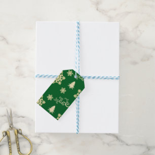 Etiquetas Para Regalos Navidades verdes con copos de nieve con crema