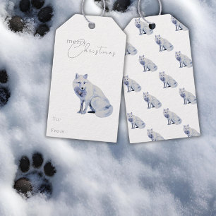 Etiquetas Para Regalos Navidades Watercolor White Arctic Fox