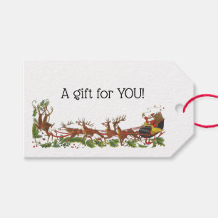 Etiquetas Para Regalos Navidades Xmas Santa Sleigh Reindeer Border