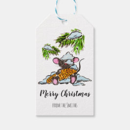 Etiquetas Para Regalos Navidades y ratón de Año Nuevo con cono