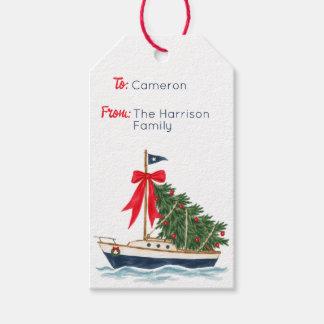 Etiquetas Para Regalos Navío de Vela Navideño de Hamptons