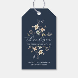 Etiquetas Para Regalos Navy Blue Wildflower Wedding Favor Gracias