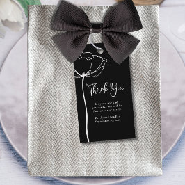 Etiquetas Para Regalos Negro Blanco Floral Minimalista Agradecimiento Bod
