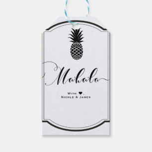 Etiquetas Para Regalos Negro  Blanco Tropical Piña Favor MAHALO ALOHA