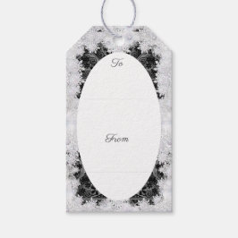 Etiquetas Para Regalos Negro de encaje cerámico y copo de nieve