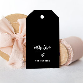 Etiquetas Para Regalos Negro | Guión casual y corazón con amor