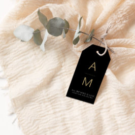 Etiquetas Para Regalos Negro moderno + Favor de la Boda de Oro