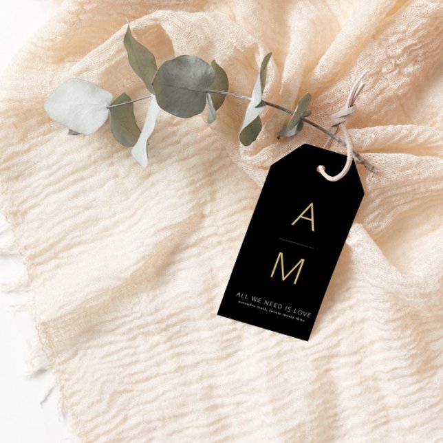 Etiquetas Para Regalos Negro moderno + Favor de la Boda de Oro (Subido por el creador)