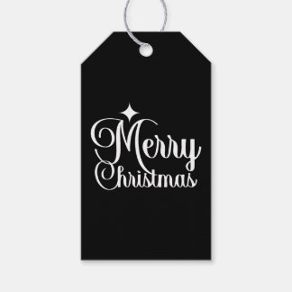 Etiquetas Para Regalos Negro y Blanco Elegante y Festivo Feliz Navidad