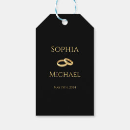 Etiquetas Para Regalos Negro y Boda de oro Gracias-