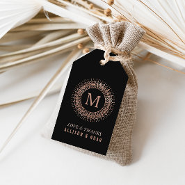 Etiquetas Para Regalos Negro y falso Rosa oro Deco Monograma Favor de la 
