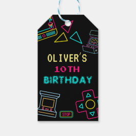 Etiquetas Para Regalos Neon Any año videojuegos cumpleaños