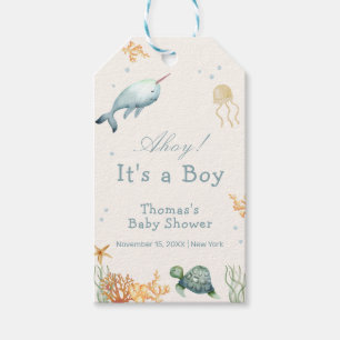 Etiquetas Para Regalos Neutral Ahoy Bajo El Baby Shower De Sea Whale Boy