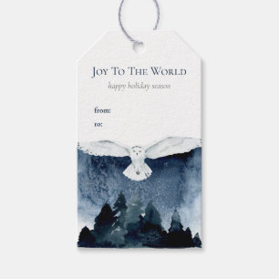 Etiquetas Para Regalos Nieve azul de la juerga de búho de la selva acuar