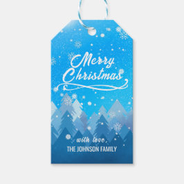 Etiquetas Para Regalos Nieve blanca azul Selva Pacífica Feliz Navidad