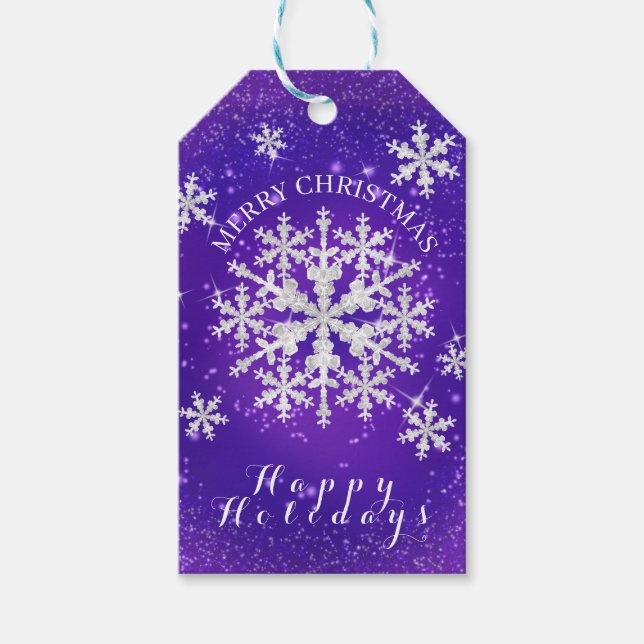 Etiquetas Para Regalos Nieve: Blanqueo púrpura (Anverso)