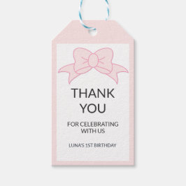 Etiquetas Para Regalos Niña de lazo rosa cumple 1 año