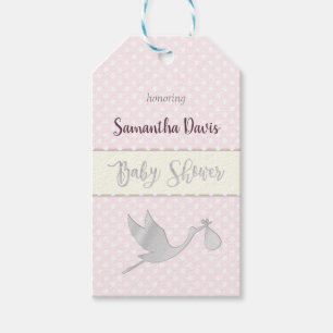Etiquetas Para Regalos Niña de plata Baby Shower de la cigüeña